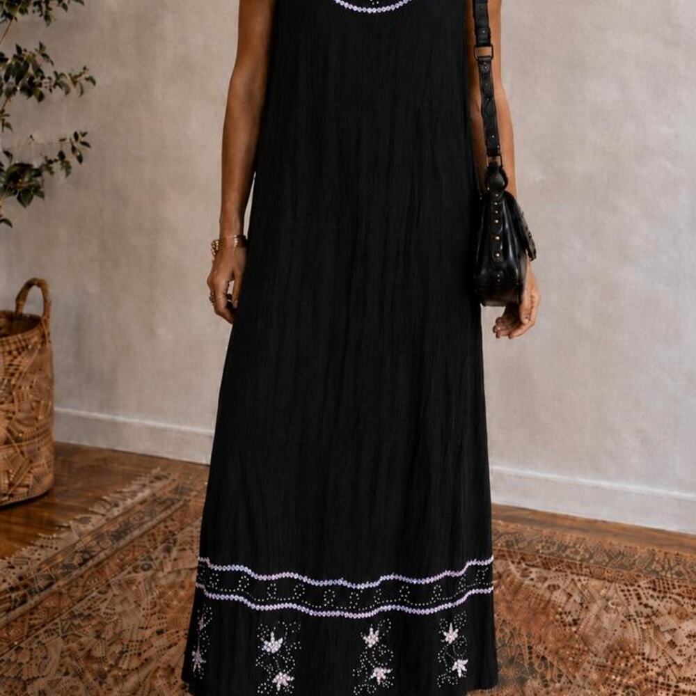 Vintage Y2K Boho Fairy Embellished Beaded Maxi Dress